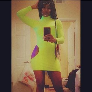 Neon Green Hip Cutout Dress
